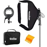 Godox Softbox 32"x32"/80x80cm with S2 S-Type Speedlite Bracket &amp; Bag | S2 bracket with built-in Bowens mount. for Godox V1 AD400Pro AD200 Pro II V860II TT685II TT600 &amp; TT350, For studio &amp; video