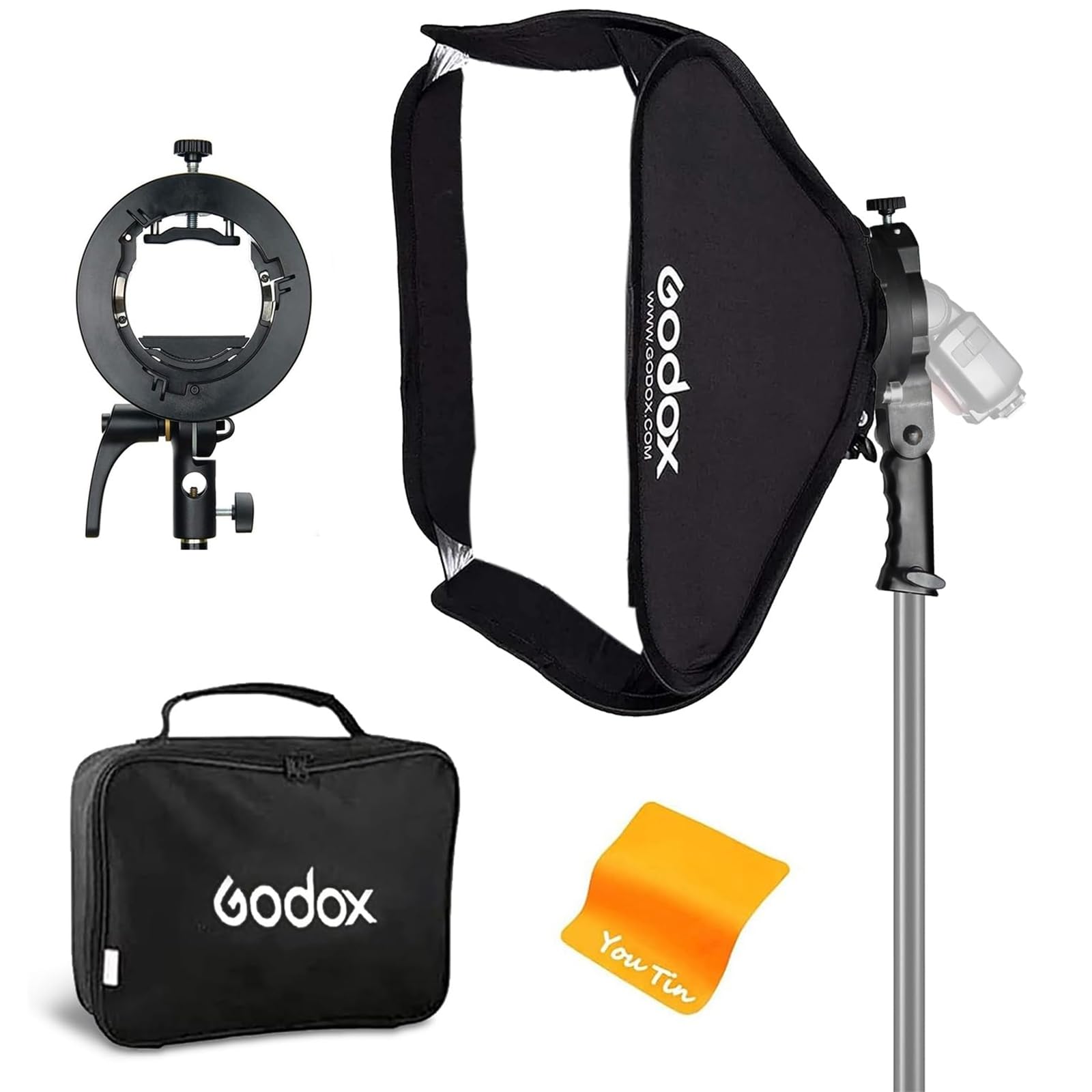 Godox 32x32inch/80x80cm Foldable Softbox with Godox S2 S-Type Speedlite Bracket Bowens Mount for Flash Speedlight Photography