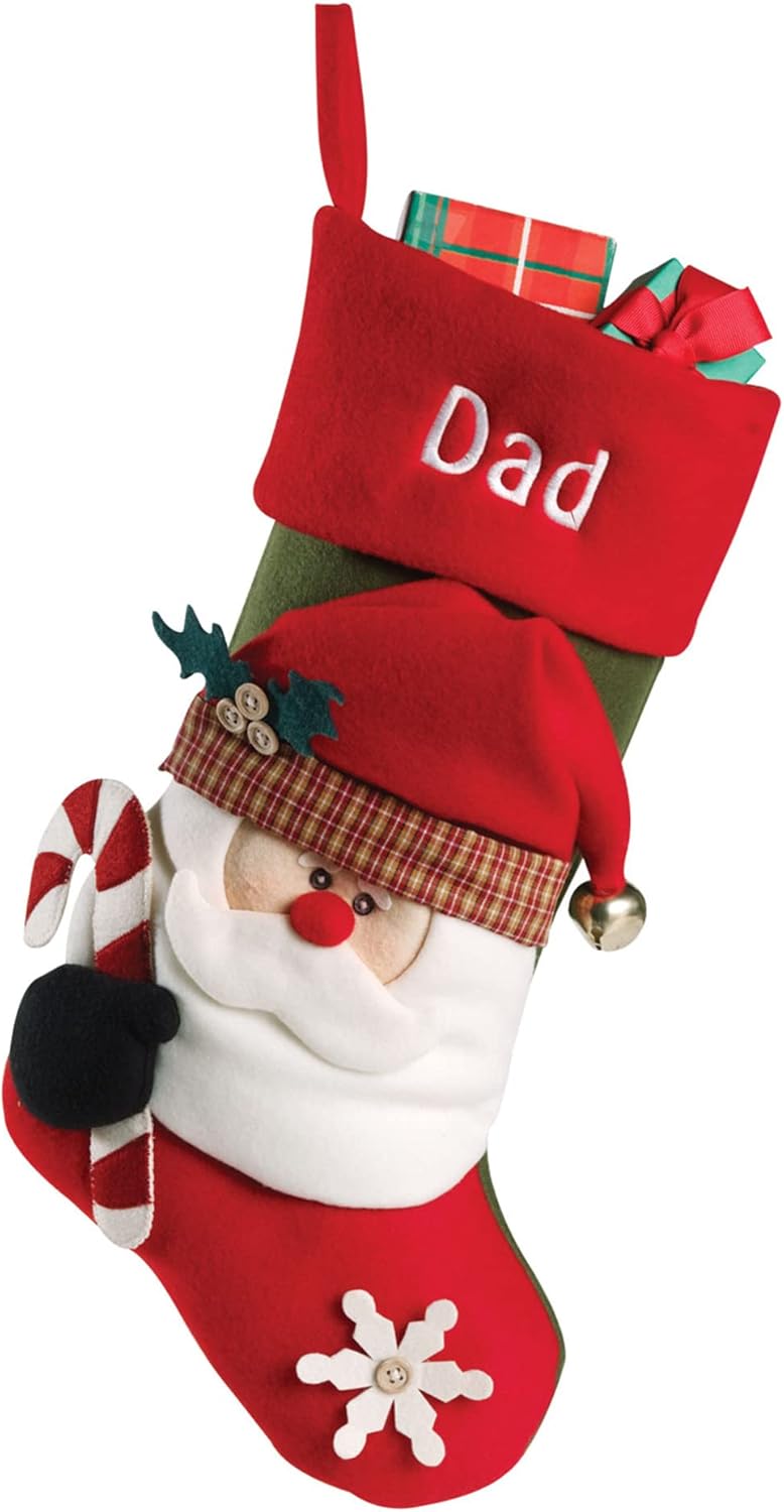 Stockings & Holders - Let's Make Memories Big Face Jingle Bell Personalized Christmas Stocking - 3D Plush - Customized Embroidered Name - 20
