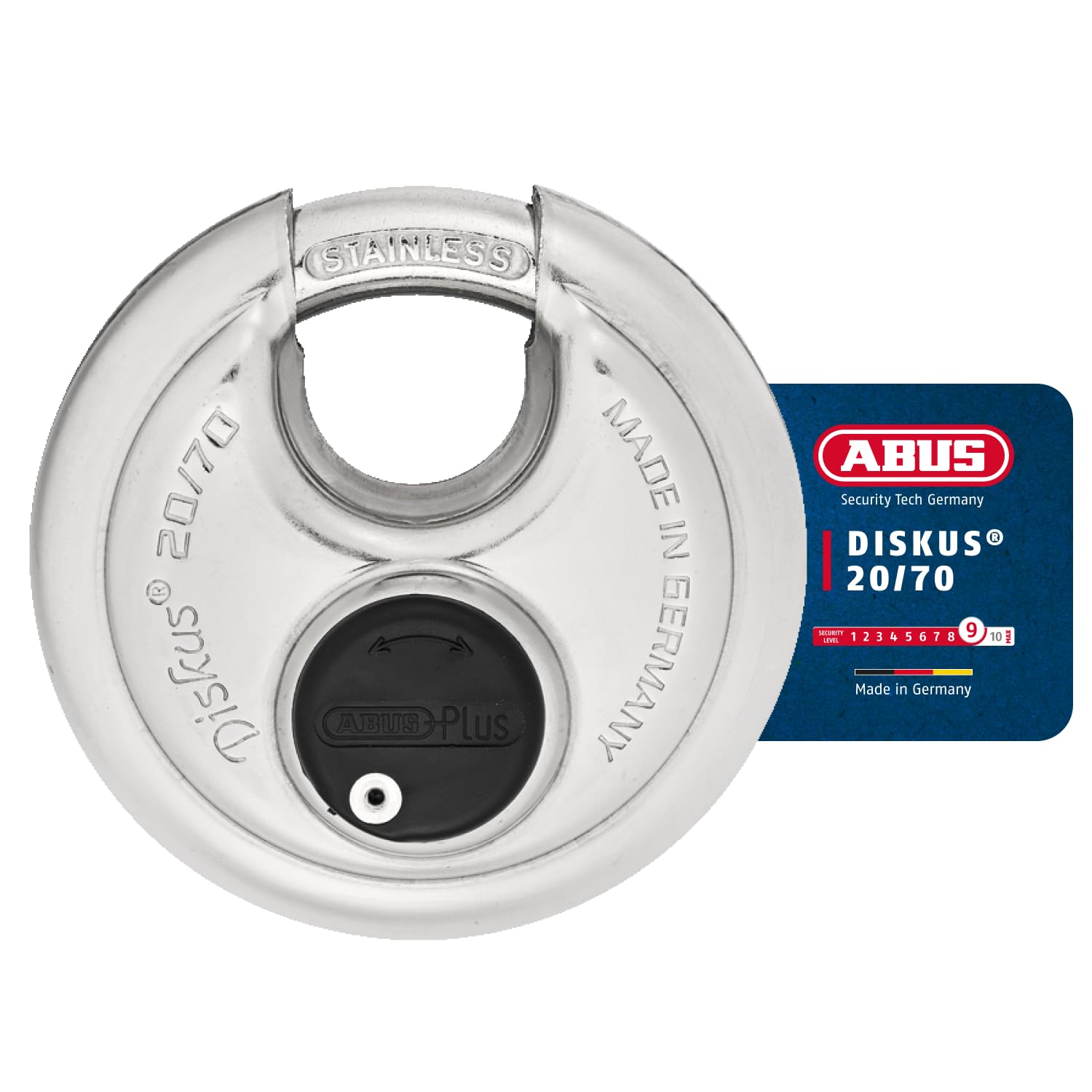 ABUS Discus Padlock 20/70 - Weatherproof for The Garden - with Discus Welding Technology for The Best Protection Against Break-ins - ABUS Security Level 9 - Silver