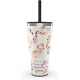 Tervis Traveler Flamingo Swirl Triple Walled Insulated Tumbler Travel Cup Keeps Drinks Cold & Hot, 30oz with Straw Lid, Stainless Steel