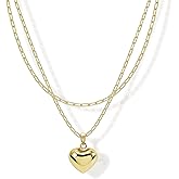 Lushboom Layered Necklaces for Women 14K Gold Plated Trendy Snake Personalized Heart Pendant Chain Choker Jewelry