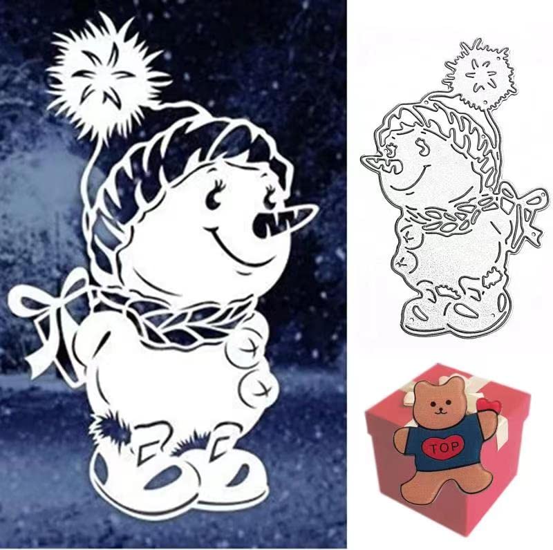 Christmas Dies for Card Making，Snowman Cutting Dies Stencils for DIY Scrapbooking Photo Album Decorative Embossing Paper Dies for Card Making Templated+Cute Brooch Pin