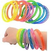 Zugar Land Liquid Super Glitter Colorful Bracelets Bright Neon Colors - 12 Pieces