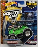 Hot Wheels Monster Jam 2017 Tour Favorites Grave Digger (With Flag) 1:64 Scale, Black and Green