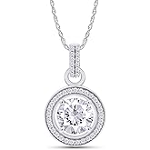 SAVEARTH DIAMONDS 2CT Moissanite Pendant Necklace 18K Gold Plated Silver D Color Ideal Cut Round Lab Created Diamond Necklace for Women