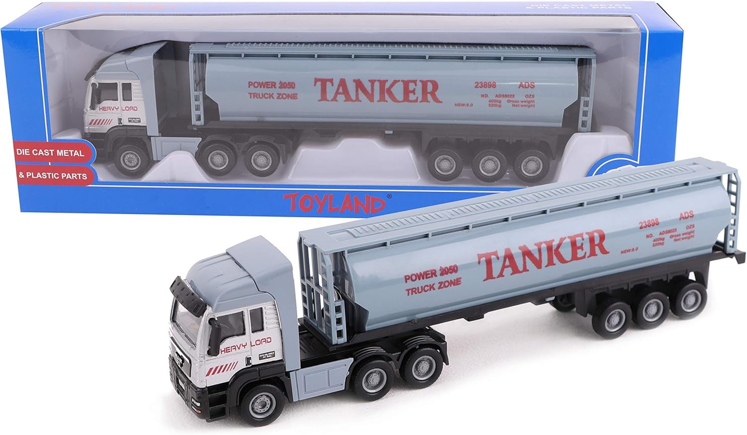 Toyland® 28cm Toy Lorry & Trailer - Diecast - Model Toys & Vehicles – Assorted Designs (Tanker Lorry)