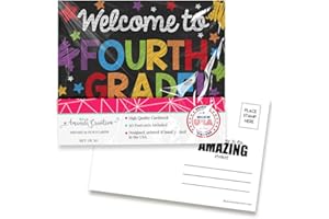 AMANDA CREATION Welcome To 4th Grade Colorful Chalkboard Themed Blank Postcards For Teachers To Send To Students, 4"x6" Fill In Notecards by AmandaCreation (30)
