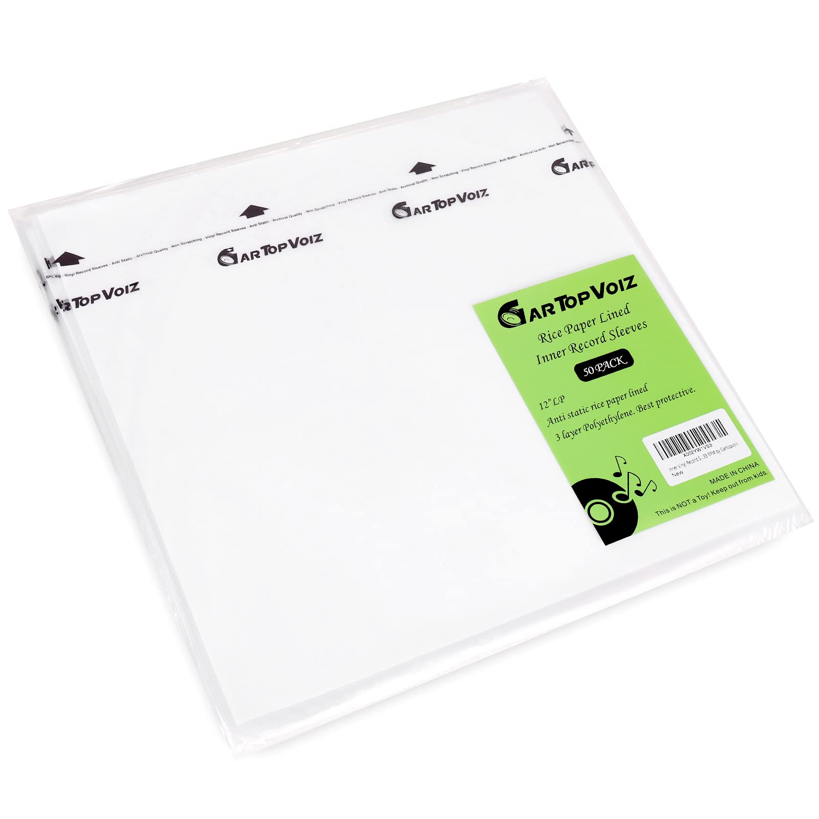 Inner Vinyl Record Sleeves, Gartopvoiz 50pcs 3 Layer Clear Ablum Cover Anti Static with Rice Paper for 12" 33 RPM Vinyl Record Protection