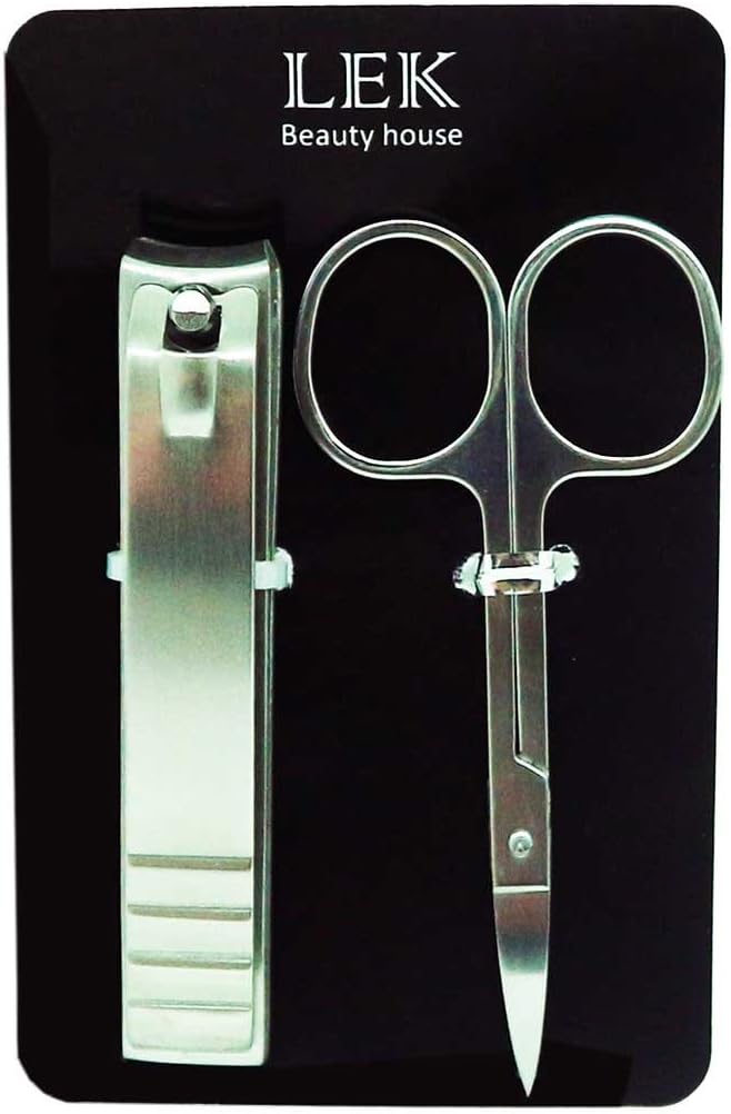 Lek's Set of Nail Clippers and Scissor Stainless Steel Sharp and Convenience