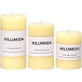 Ivory Pillar Candles Set of 3 - Hand-Poured Unscented Candles, Smokeless Decorative Candles for Home, Set of 3 in Different Sizes (4", 5", 6")
