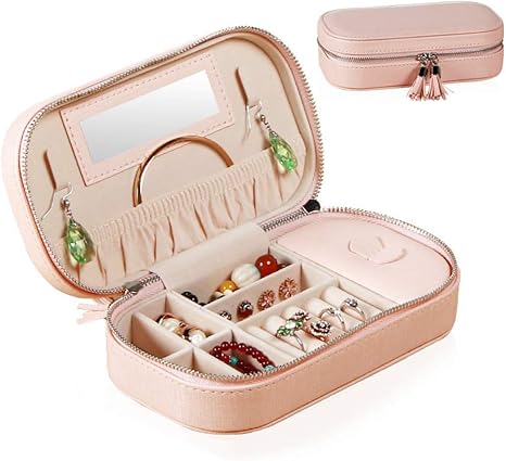 Amazon 超コンパクト ジュエリーボックス カワイイ 宝石箱 ジュエリー収納 アクセサリーケース 携帯用 旅行用 小物入れ レディース 鏡付き 贈り物 プレゼント ジュエリー収納 オンライン通販