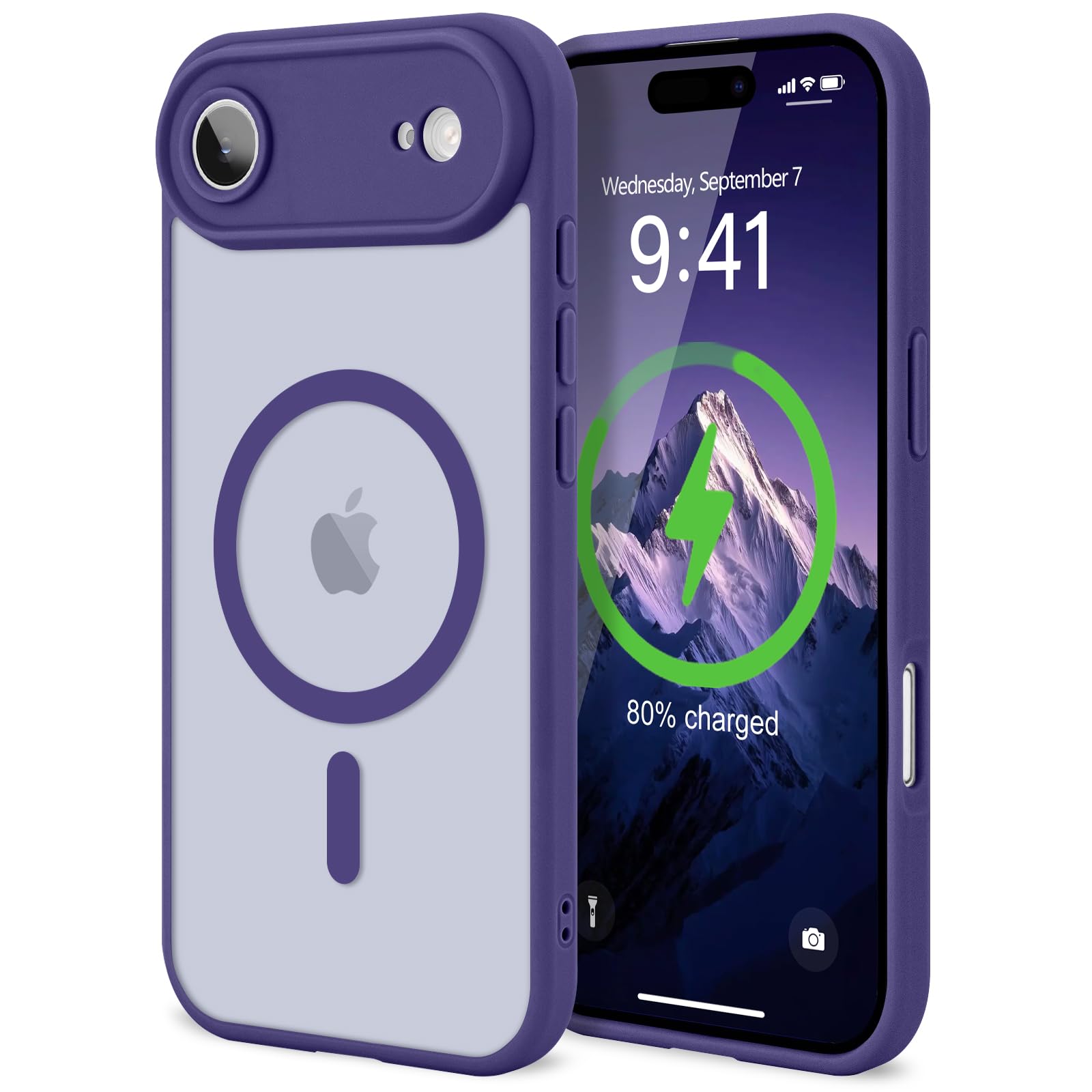 LAPOPNUT for iPhone Air Case, [Compatible with Magsafe] [Full Camera Protection] Magnetic Translucent Matte Back Bumper Shockproof Protective Phone Cover for iPhone 17 Air,Purple