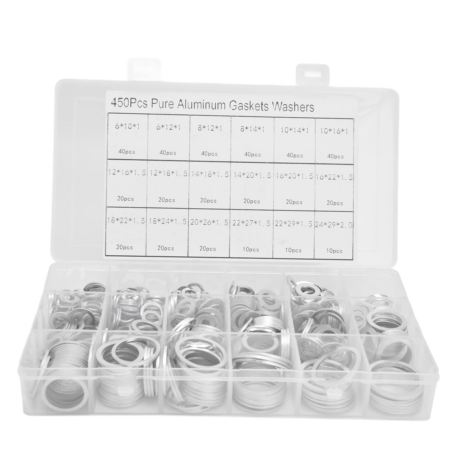 Aluminum Washers Aluminum Washer 450Pcs Aluminum Washer Round Flat Gasket Set Sealing Plain Oil Seal Kit Hardware Accessories