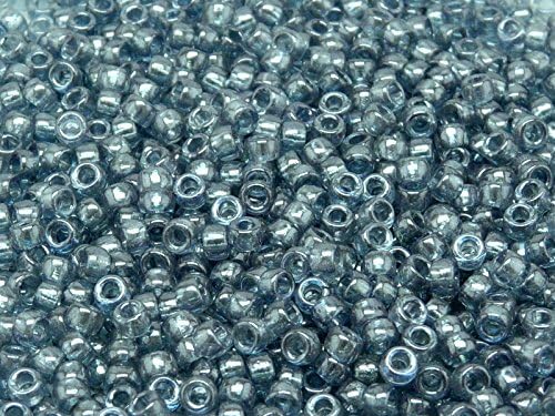 0.35oz 8/0 Matubo - (10 gr) (About 300 Pcs), Czech Glass Seed Beads 3.1mm Color: Crystal Blue Lustre