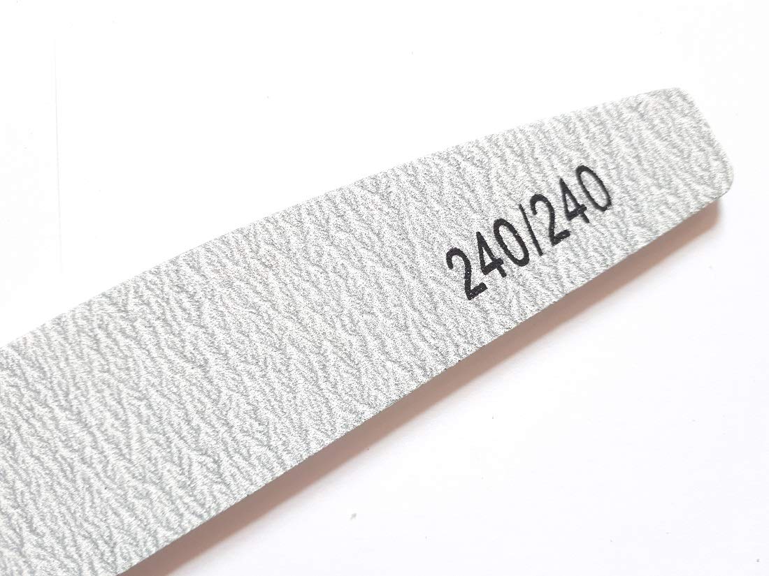 8X Nail Files Zebra Shape Half Moon Chose GRIT Double Sided Emery Board (GRIT 240/240)