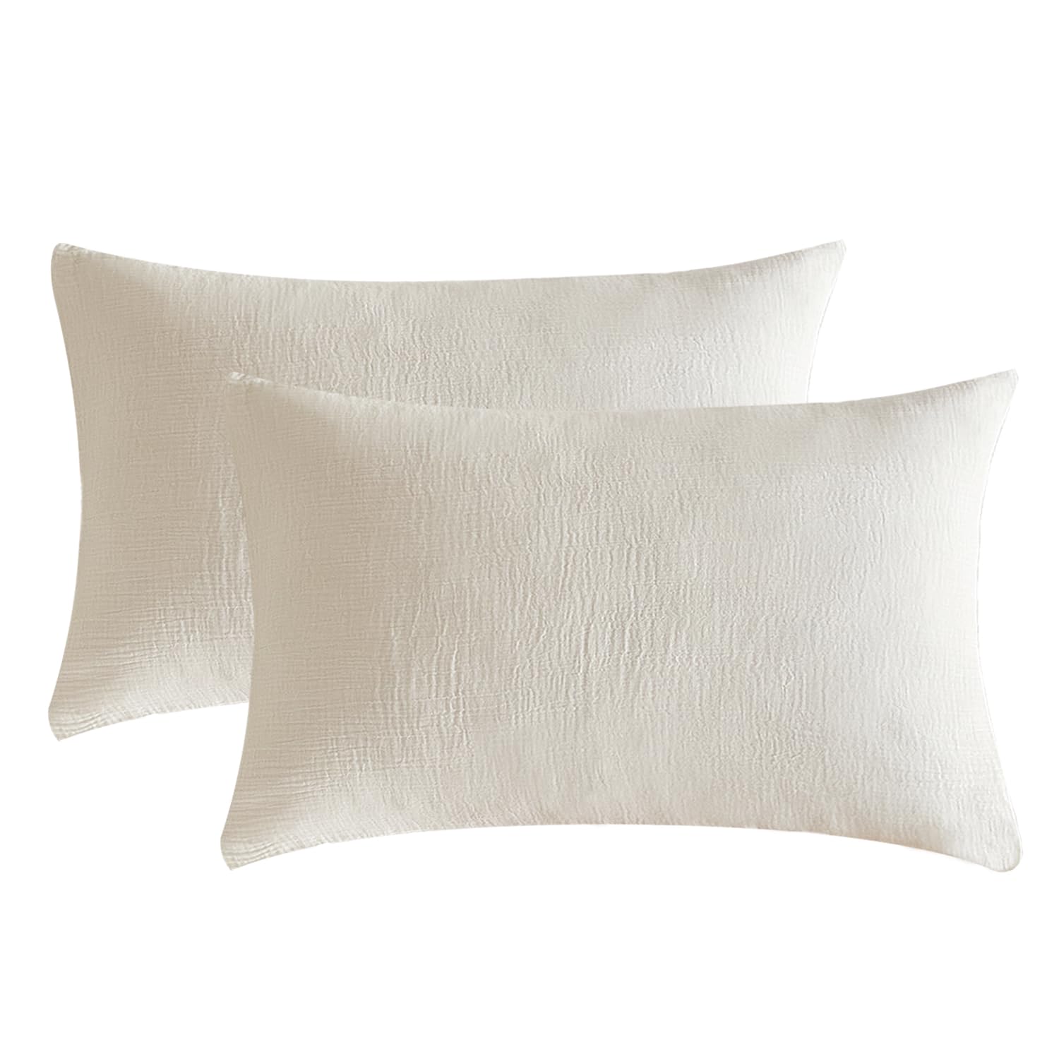 Photo 1 of SE SOFTEXLY Muslin Pillowcases Standard Size 100% Cotton, 2 Pack Linen Like Pillow Shams with Envelope Closure, Ultral Soft and Breathable Pillow Case Covers, White, 20" X 26", No Filling