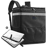 cherrboll L Insulated Pizza Delivery Backpack, Thermal Food Delivery Bag with 2 Dividers, Reusable Cooler Backpack for Bicycle Transport