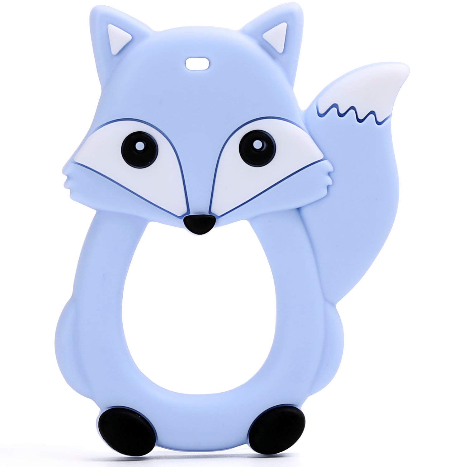 PREMYO Teething Toy for Baby Teether Silicone - Soothes Sore Gum Pain - Easy to Grab BPA Free Fox Blue