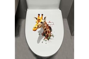 Leniutor 1pcs Funny Animal Toilet Lid Decal, 3D Cartoon Animals Waterproof Toilet Seat Cover Stickers, Self-Adhesive Waterpro