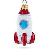 Space Rocket Glass Christmas Ornament