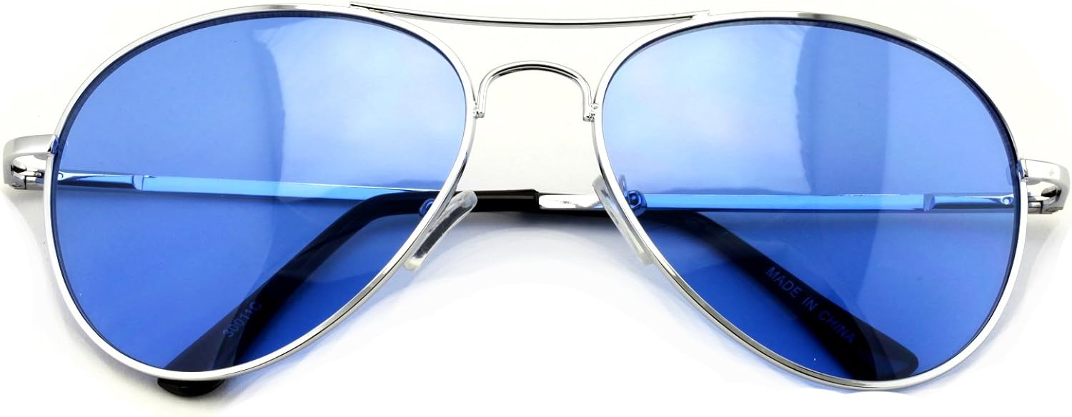 Vision World Eyewear Colorful Silver Metal Aviator With