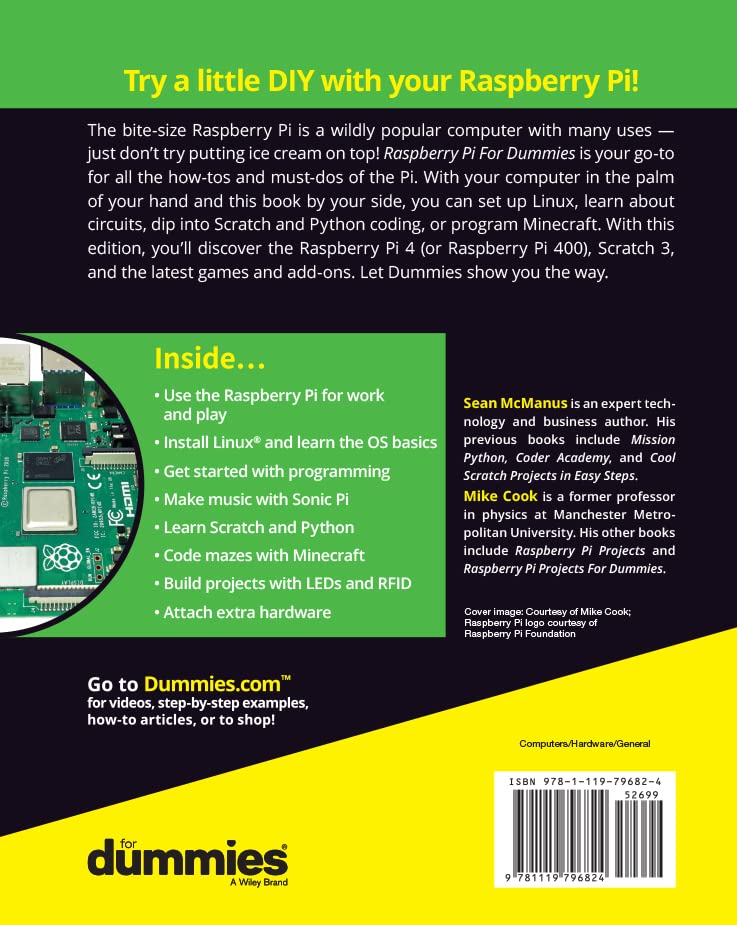 Raspberry Pi For Dummies (For Dummies (Computer/Tech)) Raspberry Pi For Dummies (For Dummies (Computer/Tech)) Paperback Kindle