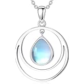 Pextrid 925 Sterling Silver Teardrop Moonstone/Turquoise Pendant Necklace, Silver Necklace Jewelry Gifts for Women, with 18+2inch Chain