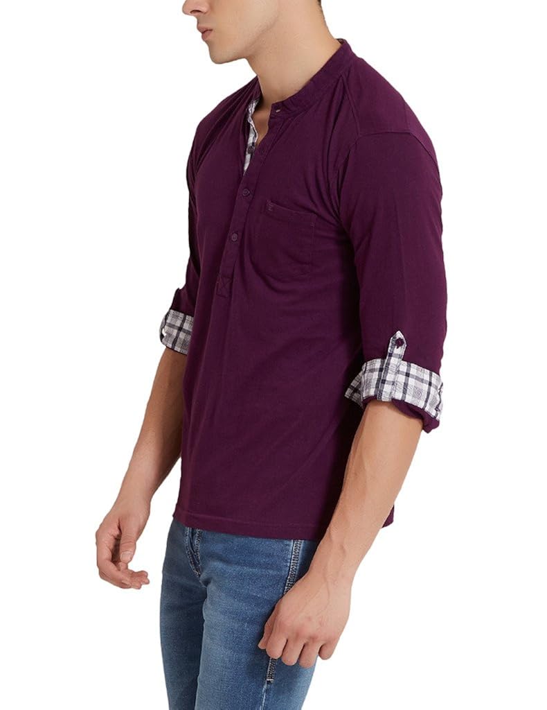 elaborado men's henley neck tshirt - imperial purple