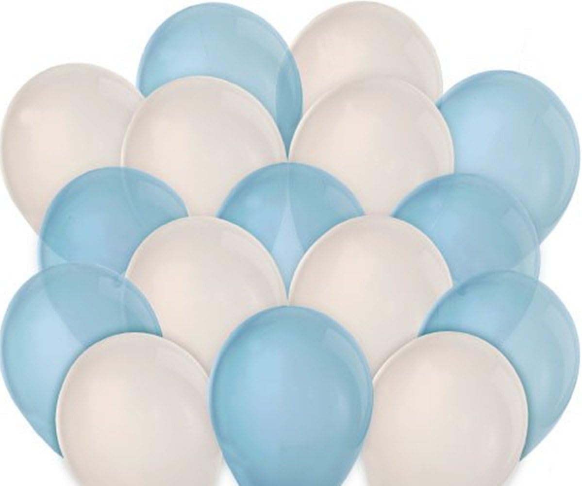 Derker 40 Pack 12" Baby Shower Boy Balloon Kit (20 Blue and 20 White), Great for Boys' Birthday Party Decoration (Blue and White)