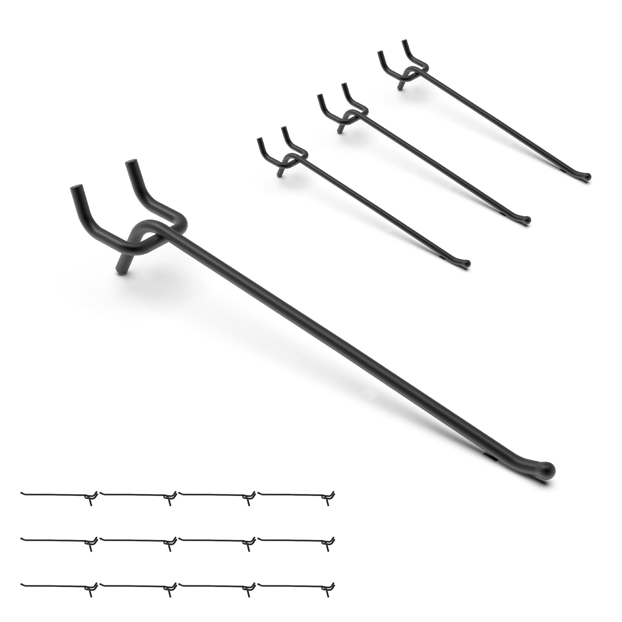Photo 1 of HUHOLE Black Pegboard Hooks 8 Inch, 25PC, Heavy Duty Pegboard Hooks, Fit 1/4" Peg Board