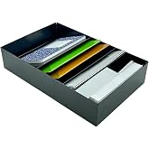 Huron Stationery Holder For Desk and Drawer 4 Slot, Black Steel