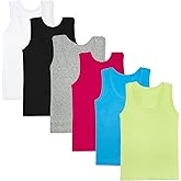 Phedrew 6 Pcs Kids Soft Undershirt Tank Tops Cotton Undershirt Sleeveless Shirts for Girls Boys Unisex