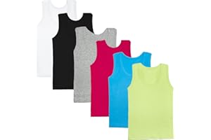Phedrew 6 Pcs Kids Soft Undershirt Tank Tops Cotton Undershirt Sleeveless Shirts for Girls Boys Unisex