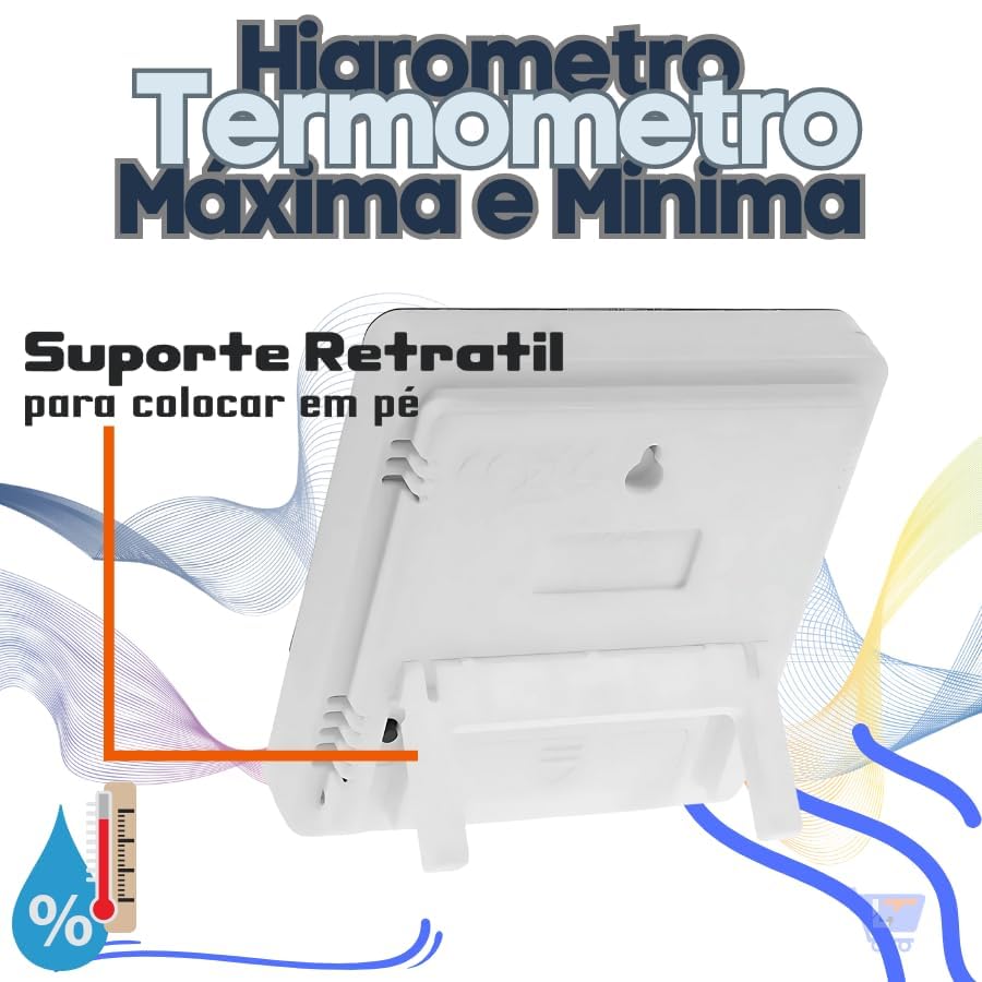 Termômetro Higrômetro Digital Alta Precisão, Medidor de Temperatura e Umidade do Ar Memória Máx/Mín Relógio Integrado Display LCD Fácil Leitura para Casa Freezer Aquário Chocadeira e Geladeira Premium
