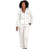 TEEAMORE Custom Womens Cotton Pajamas Set Bridal Party Bachelorette Party Embroidered Monogrammed Long Sleeve Sleepwear Pjs