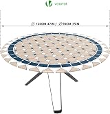 VOUNOT Round Tablecloth Covers Elastic Picnic Waterproof 90-120cm Khaki Blue view 4