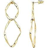 PAVOI 14K Gold Plated Dangle Earrings for Women | Infinity Cute Hanging Hoop Earrings