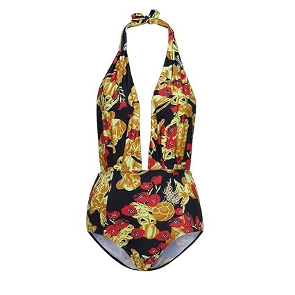 Momoxi Badeanzug Damen Sommer Frauen Retro One Piece Backless Bather Badeanzug hoch taillierte Pin Up Badebekleidung Bikini