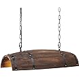 Newrays Antique Wood Wine Barrel Pendant Lamp Hanging Rustic Kitchen Bar Ceiling Lamp Light Fixtures