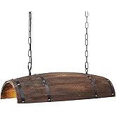 Newrays Antique Wood Wine Barrel Pendant Lamp Hanging Rustic Kitchen Bar Ceiling Lamp Light Fixtures