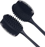 DNC Soft Silicone Back Scrubber Long Handle Bath Body Brush for Shower Black view 2