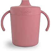 mushie Trainer Sippy Cup | Made in Denmark | Leak Resistant Twist-Off Lid & Handles | 6 Months + (Dusty Rose)