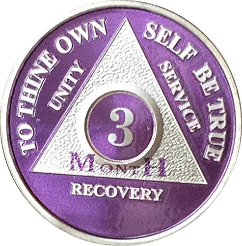 3 Month Purple Silver Plated AA Medallion 90 Day Chip
