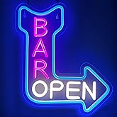 Bar Open Neon Sign,Open Arrow Neon Light for Bar Club Beer Shop Man Cave Restaurant Business Occasions Decor (bar blue right arrow)