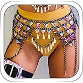 CanB Rhinestone Body Chains Sexy Body Belly Waist Skirt Chain Festival Body Jewelry for Women