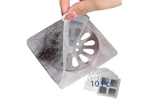 KOUJUT Disposable Hair Drain Stickers, 2024 Upgraded Floor Drain Sticker, Disposable Shower Drain Hair Catcher, Hair Drain Sticker, Drain Mesh Strainer for Bathroom Laundry Bathtub Kitchen (10 Pcs)