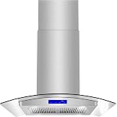 30 in. Lumin Coll 380 CFM Ducted Island Range Hood, LED, Stainless Steel | Cosmo COS-668ICS750 Soft Touch Controls, 3 Fan Speeds, Permanent Dishwasher-Safe Baffle Filters, Glass Visor