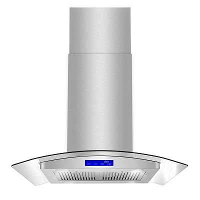 COSMO COS-668ICS750 30 in. Lumin Collection 380 CFM Ducted Island Range Hood, Soft Touch Controls, LED Lights, Stainless Steel