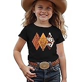 CM C&M WODRO Toddler Baby Girls Cowgirl Shirts Rodeo Western Cow Graphic T-Shirt Short Sleeve Kids Summer Cotton Tee Tops